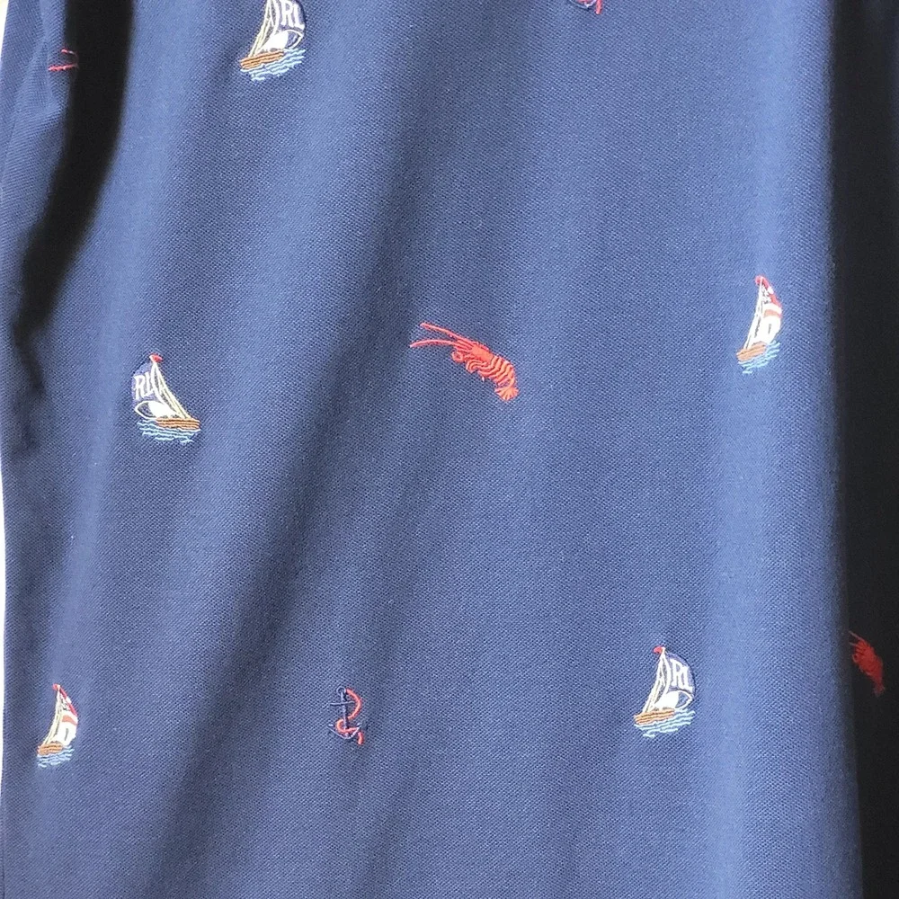Ralph Lauren Polo Shirt Mens 4XLT Navy Blue Sailboat Lobster Nautical Polo